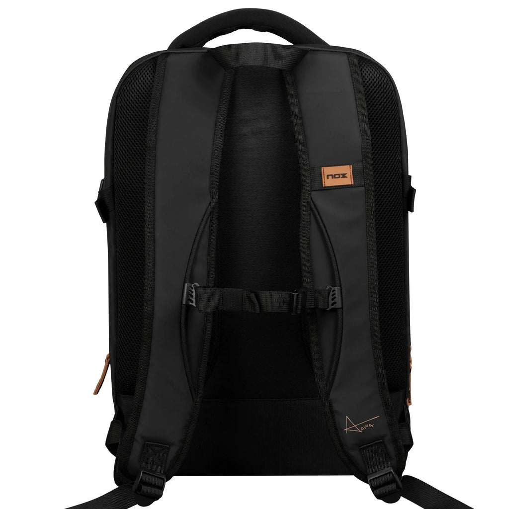 NOX Luxury Open Series Padel Backpack Black Brown back view South Africa thepadelmarket