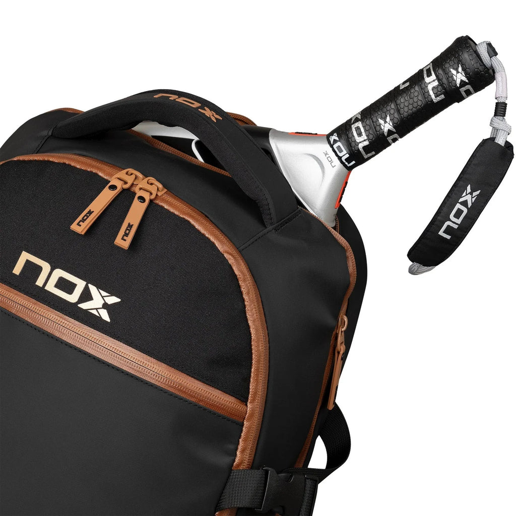 NOX black brown padel backpack for rackets shoes and gear in South Africa