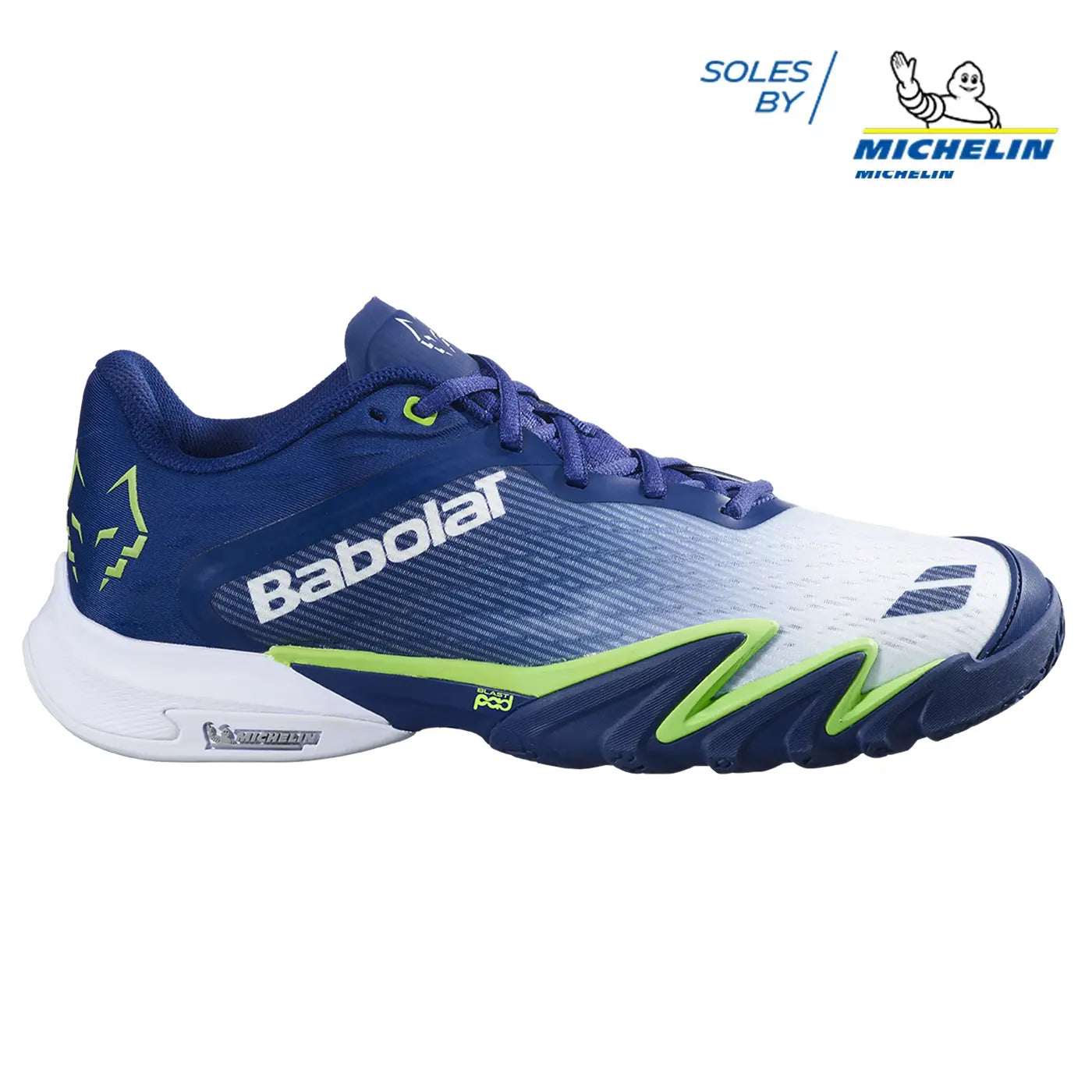 Babolat Jet Premura 3 Lebrón padel shoes blue green 2026 — side profile, The Padel Market South Africa