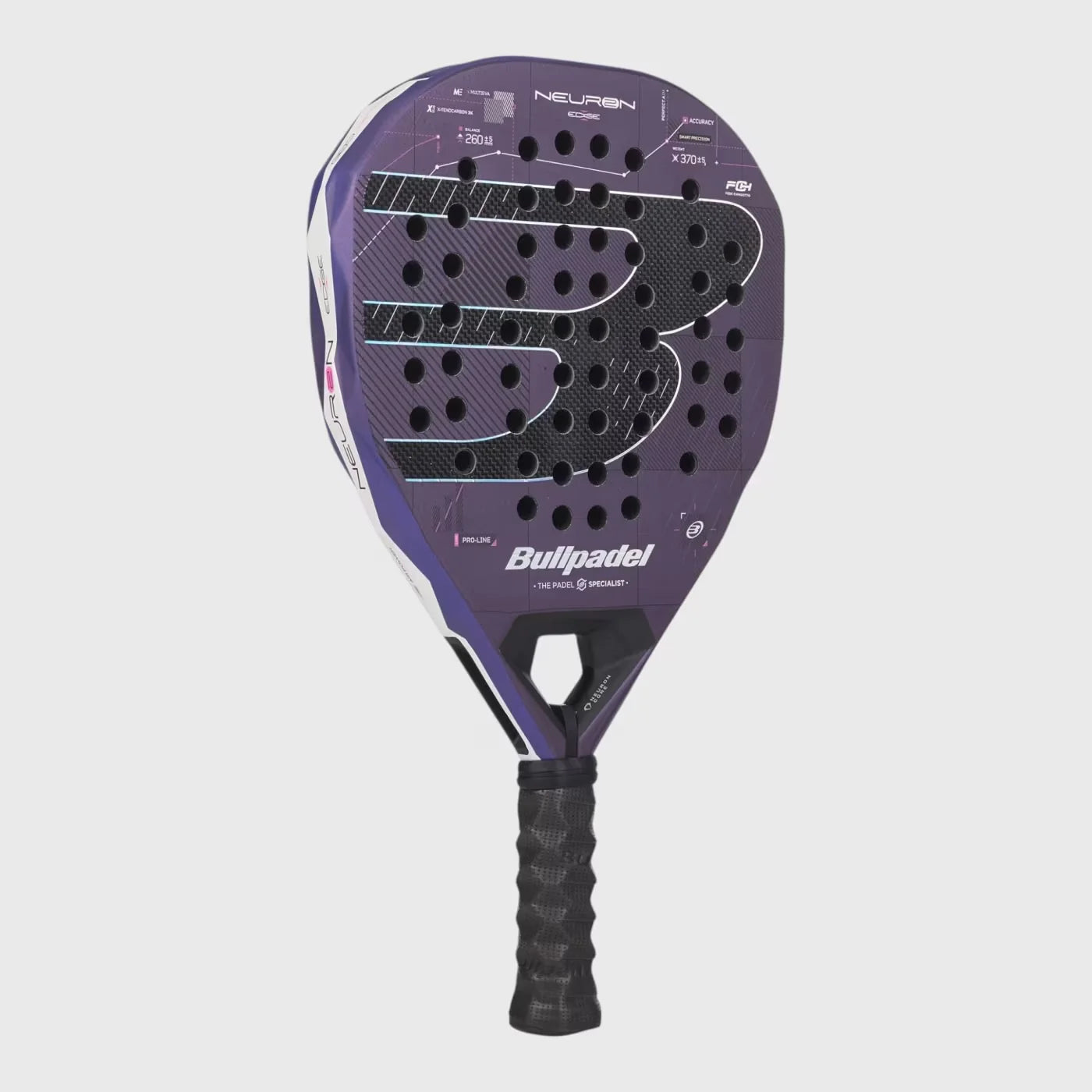 Bullpadel Neuron 02 Edge X-Tend Carbon 3K face with 3D Grain surface detail