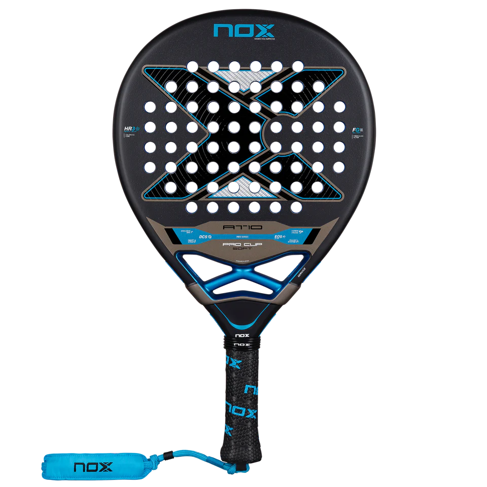 NOX AT10 Pro Cup Soft 2026 padel racket — teardrop shape, aluminised fibreglass, HR3 Soft, South Africa