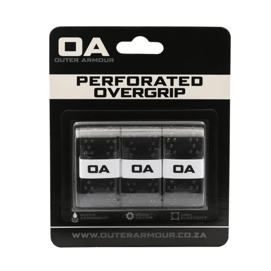 Outer Armour perforated overgrip 3 pack black — padel grip, The Padel Market South Africa