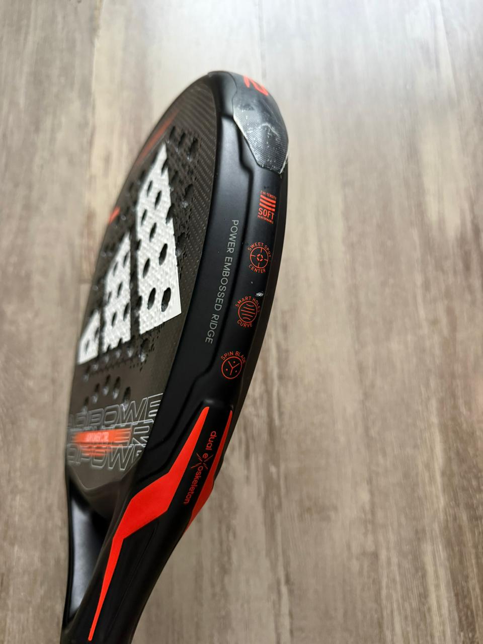 Adidas Adipower CTRL pre-owned cosmetic paint peel on side frame — surface only, no structural damage