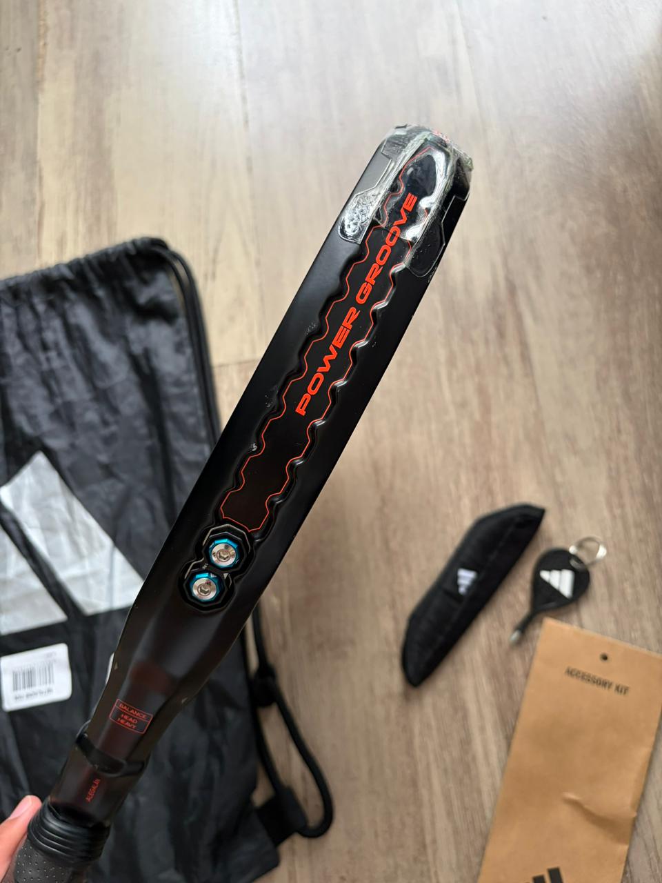 Adidas Metalbone 3.5 2026 pre-owned condition close-up — brand new grip, protector fitted, good used condition