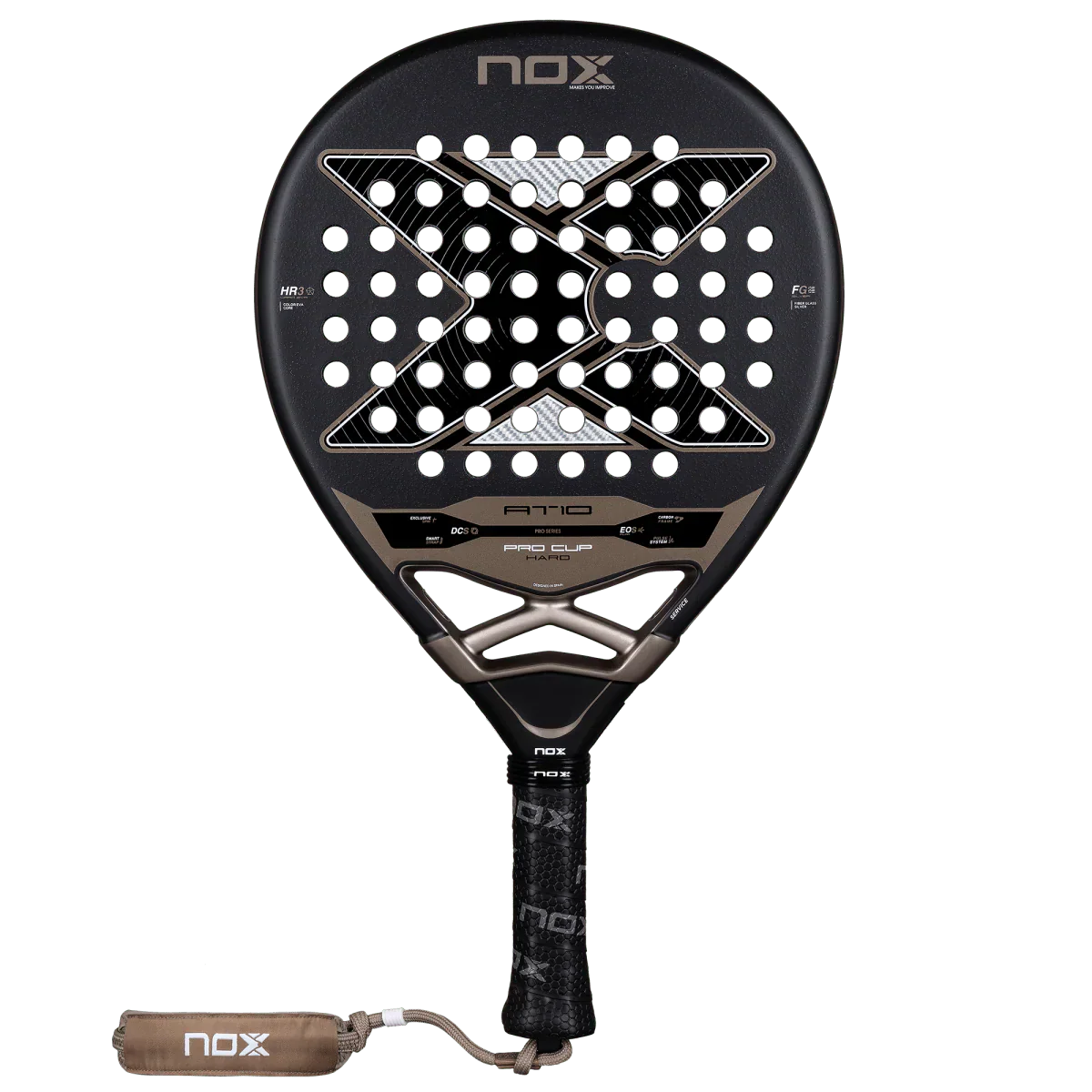 NOX AT10 Pro Cup Hard 2026 padel racket — teardrop shape, aluminised fibreglass, HR3 Hard, South Africa
