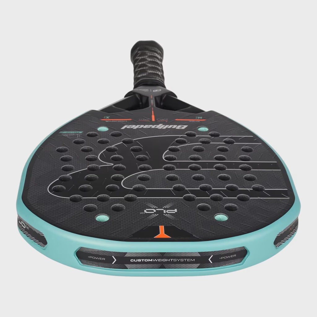 Bullpadel Xplo 2027 Hesacore honeycomb grip and Ease Vibe dampeners detail